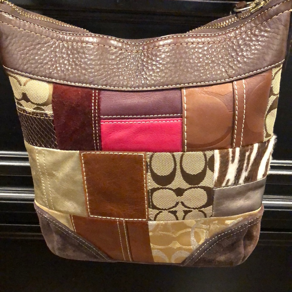 COACH Patchwork Madras Crossbody Shoulder Bag Adjustable Strap Vintage Duffle - Picture 6 of 17